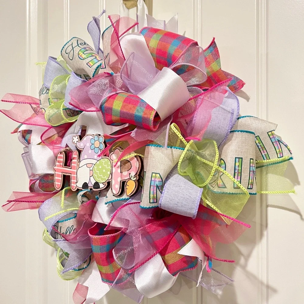 13” Easter Ribbon Wreath 